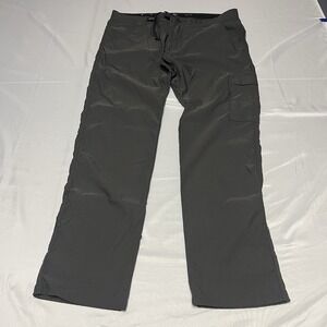Prana Pants Mens Size 38x32 Gray Zion Belted Slim Fit Stretch Hiking Outdoors